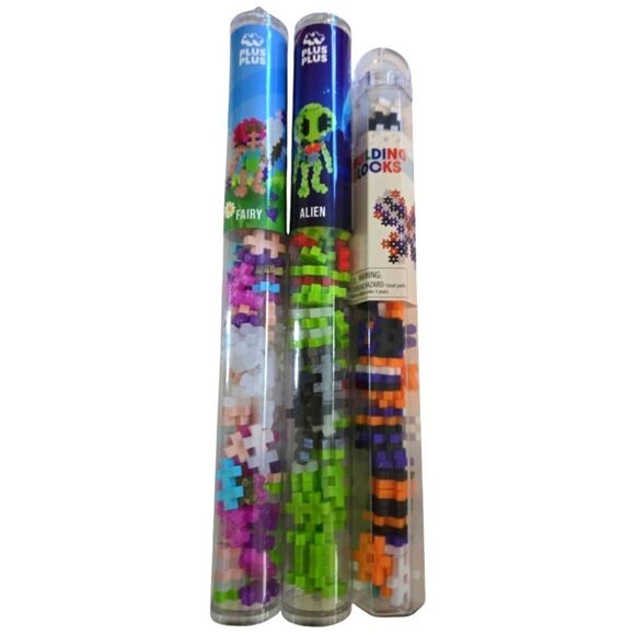 Plus Plus Other - NIP PLUS PLUS AND BUILDDING BLOCKS TUBE PUZZLES LOT OF THREE